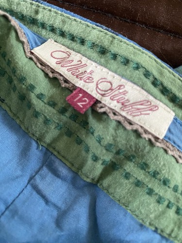 White Stuff Skirt Lien Blend Blue Size 12 With Pockets - Picture 5 of 7