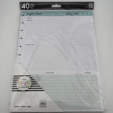 The Happy Planner Classic Filler Paper BIG Ideas Project/Goals - 40 Shts. NEW H2