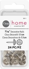Dritz Home 9011 Hammered Decorative Nails, 7/16-Inch, Nickel 24-Piece 