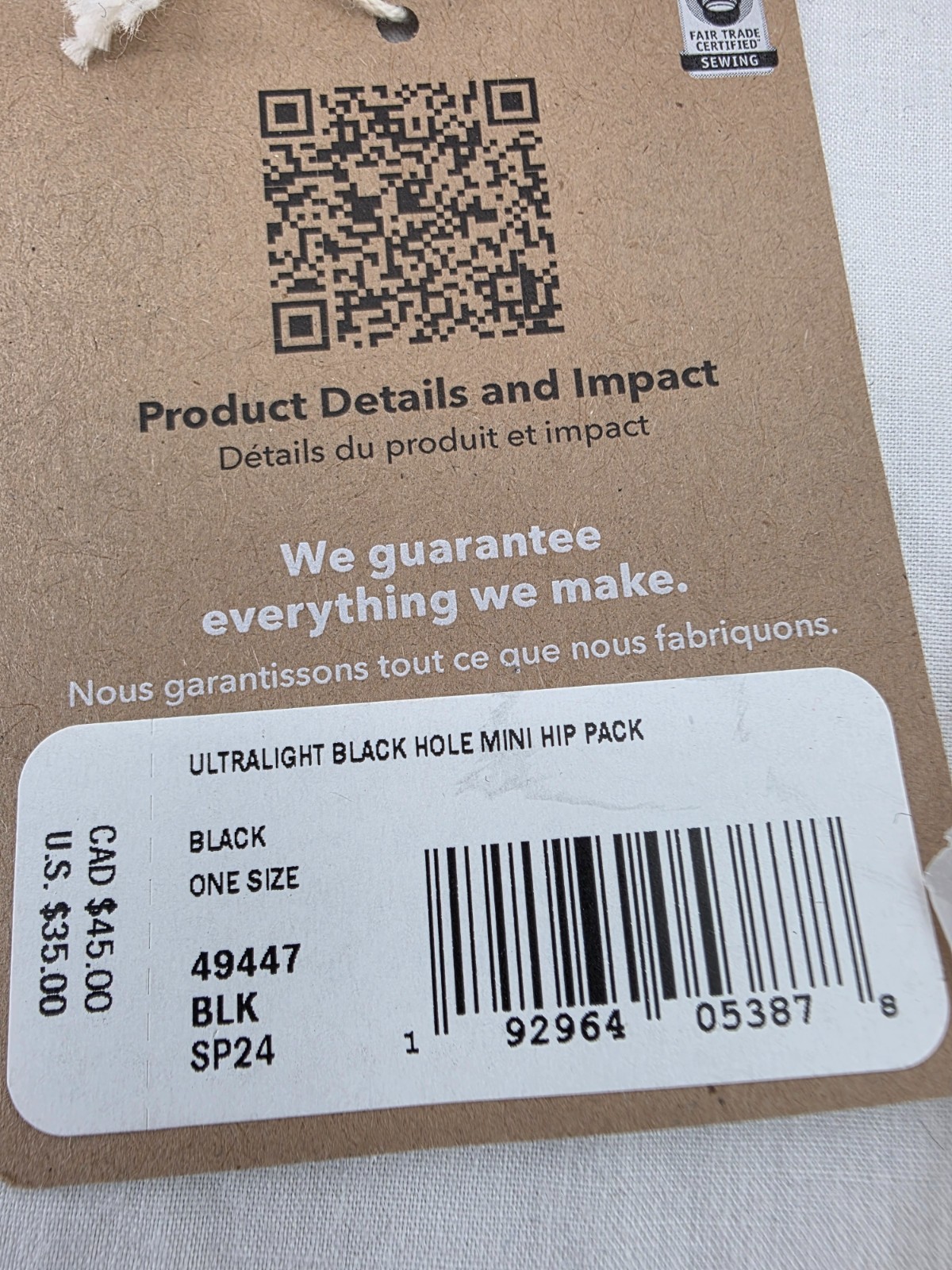 NEW Patagonia 49447 1L Ultralight Black Hole Mini Lightweight Nylon Hip Pack