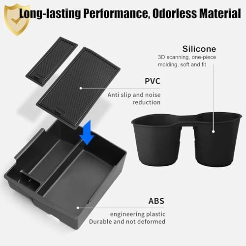 Center console organizer tray compatible with Subaru Forester 2025-2026, Black Foto 4 de 4