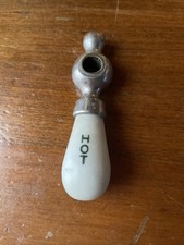 VINTAGE CERAMIC BATHROOM KITCHEN HOT WATER FAUCET HANDLE ARCHITECTURAL SALVAGE