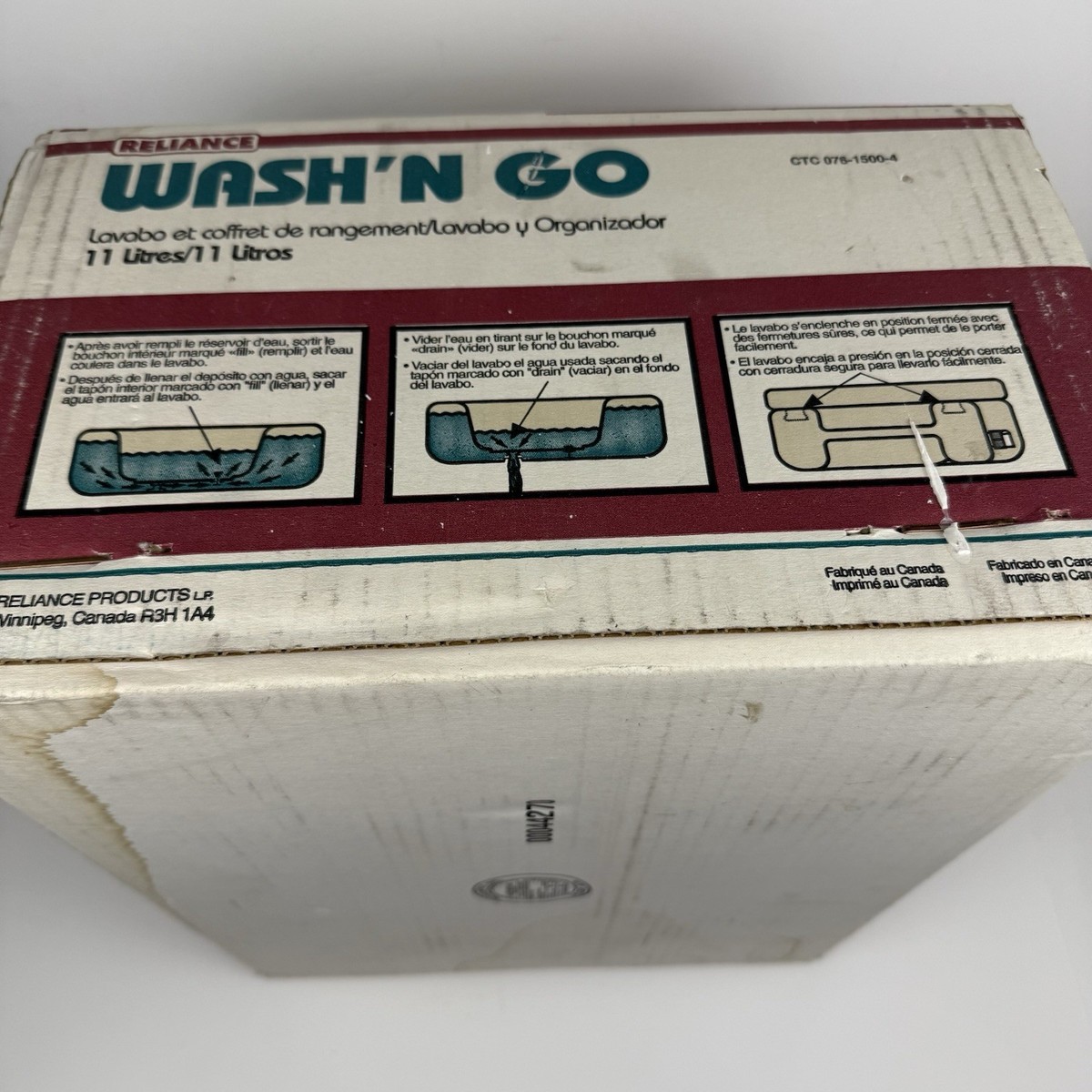 Évier Portable Reliance Wash N Go – 3 Gallons – Beige – Pour Camping Et Van – Occasion