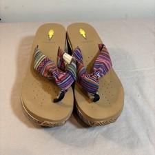 Volatile Women s Size 8 Platform Flip Flopsandals Multicolor Tribal Boho Wedge