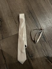 Satin Tie for Baby Toddler Kid Teen Boy Formal Tuxedo Suit Gold / White