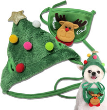Dog Christmas Hat  Bandana, Dog Christmas Outfit Costumes, Santa Hat Scarf Pet