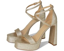 Michael Kors Cami Women's 6 Pale Gold Leather High Heel Platform Sandals VER802