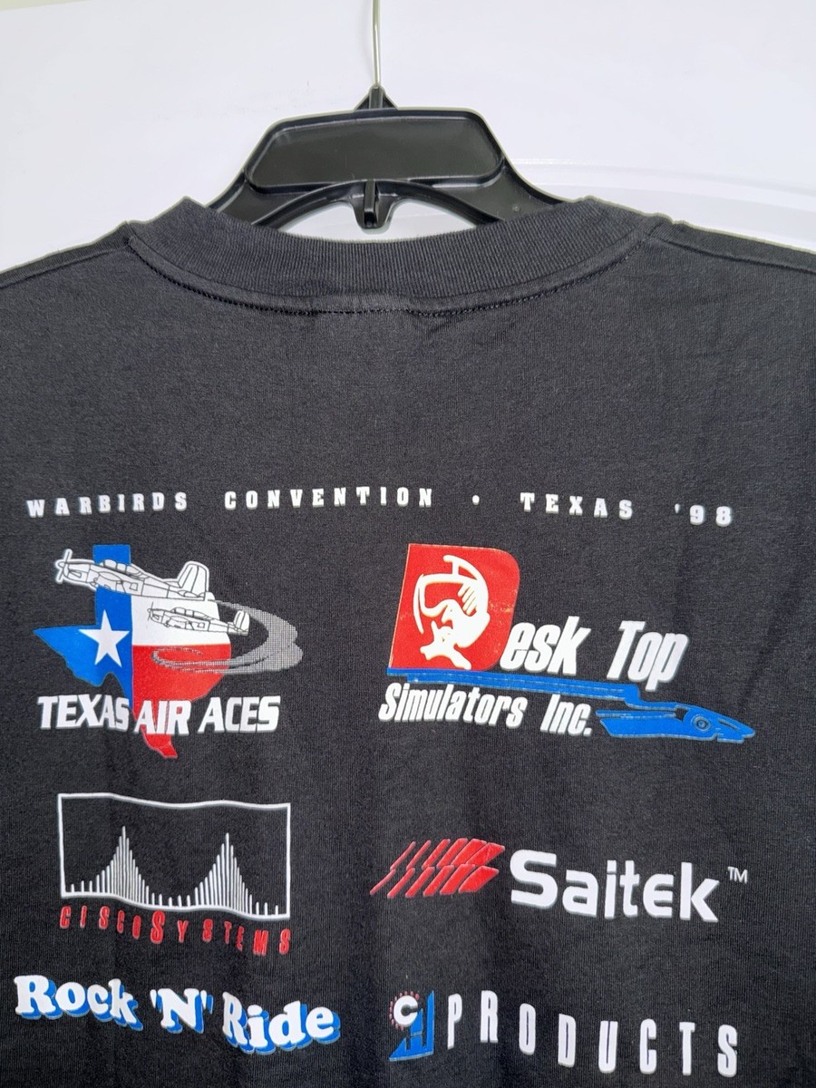 VTG PC Gaming Flight Simulator T Shirt 90s Large Black Microsoft Saitek View 4