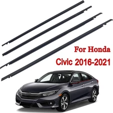 For 2016-2021 Honda Civic Sedan 4pcs Weatherstrip Window Moulding Trim Seal Belt