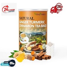 50 Premium Turmeric Ginger Cinnamon Tea Bags  Natural Ginger Tea Bags Pure Tur
