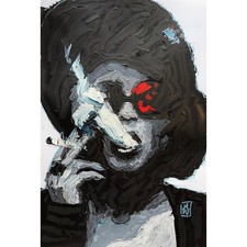 Original Marla Singer Fight Club Woman Smoking Impasto Pop Movie Art 13x19"