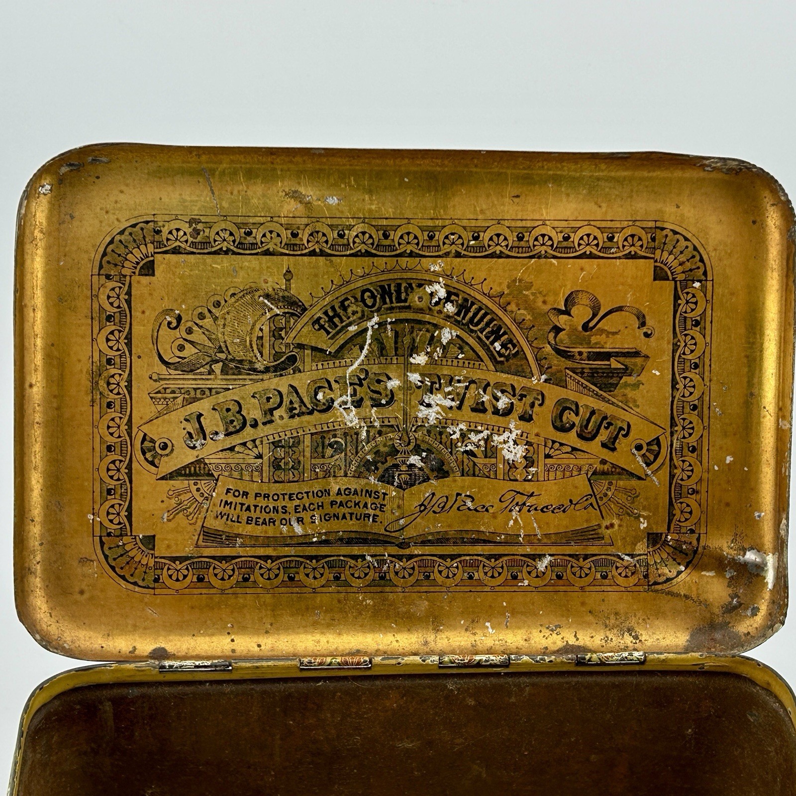 Antique J.B. Pace Scroll Cut Twist Tobacco Tin Somers Bros c.1880s Richmond VA