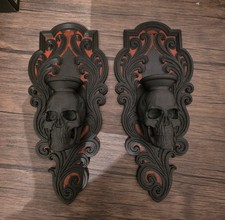 Wall Mounted Gothic Skull LED Candle Holders Set of Two