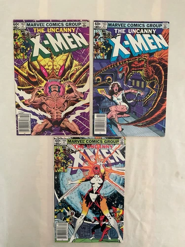 X-Men #162 163 164 1st Appearance Star Sharks 1st Binary Newsstand Marvel 1982.