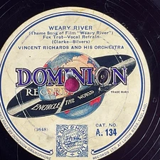 The Deauville Dance Orchestra, MY Mother's Eyes/Weary River 78 RPM Single Record