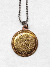 FREE SHIP-VINTAGE GOLD-PLATED LADIES FLORAL POCKET WATCH BACK - PENDANT NECKLACE