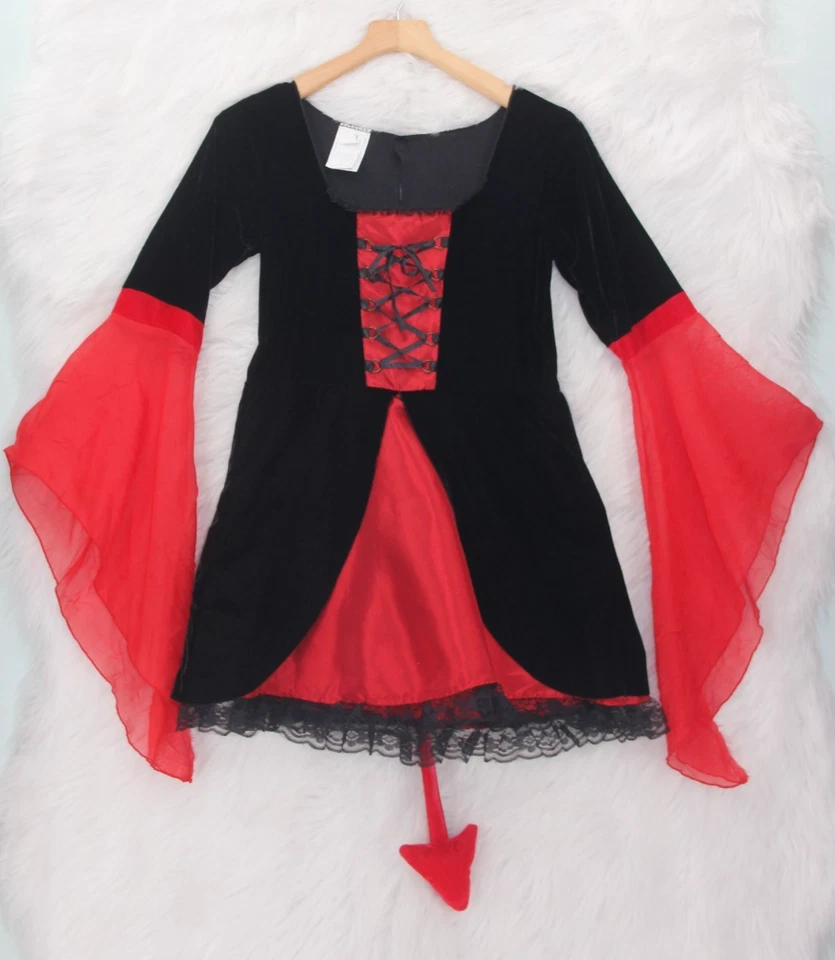 Сексуальный красный дьявол она дьявол 2шт комплект обруч для волос платье S-M костюм черный красный #125 - Изображение 3 из 4