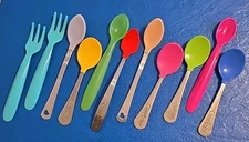 Mixed Lot 11 Piece Baby Toddler Eating Utensils Metal/Plastic Spoons And Forks