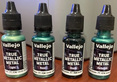 Vallejo 77257 True Metallic Metal DUSKEN GREEN 4 Shading Color Bottles Set