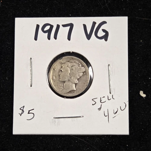 1917 Mercury Silver Dime VG