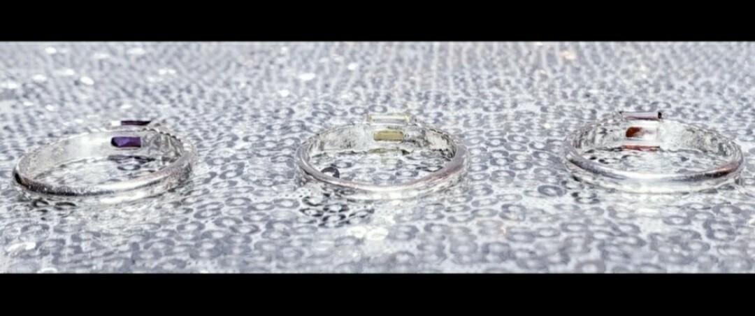 Stackable Sterling Silver Ring Set, Size 8, Semi-… - image 4