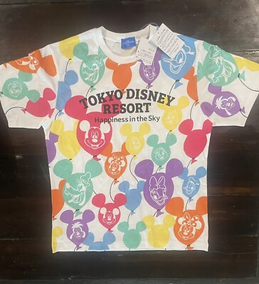 NEW Disney Shirt Adult Large White Tokyo Disney Resort Happiness Sky Balloons