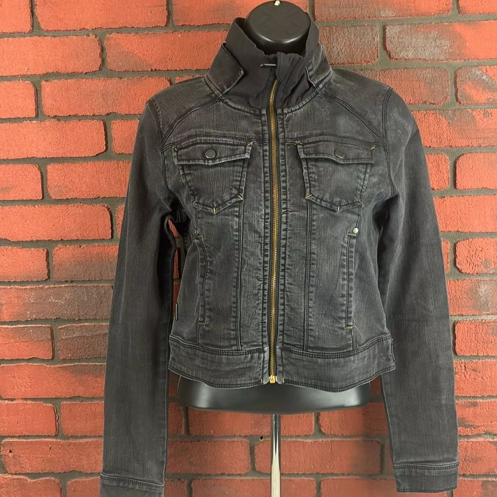 lole organic denim trucker jacket