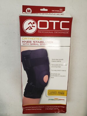 OTC ORTHOTEX Knee Stabilizer With Spiral Stays Black MEDIUM (4131) - E9F