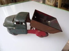 Vintage Wyandotte Marx Pressed Steel Metal Coal Dump Truck Original Wood Wheels!