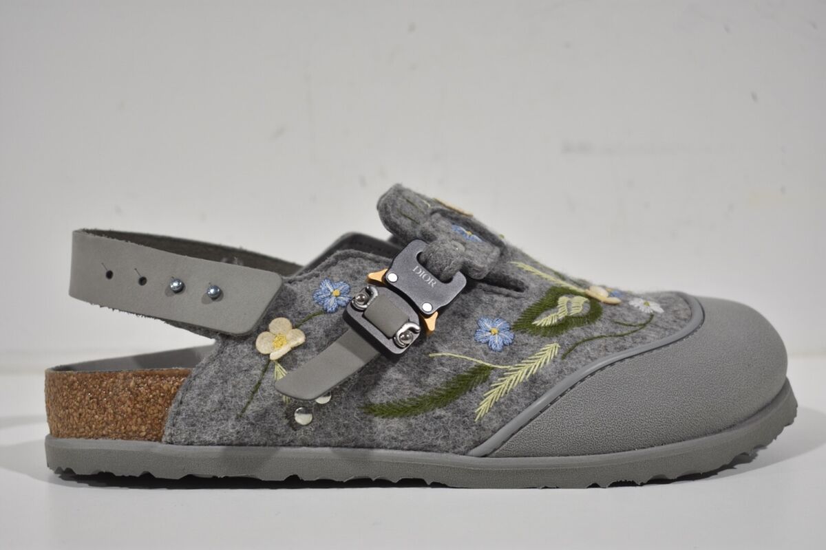 Dior Birkenstock Tokio Mule Grey Floral Slingback Nubuck Dior Birkenstock Tokio Mule Grey Floral Slingback Nubuck
