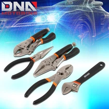 5PCS MULTIPURPOSE HEAVY DUTY HARDENED STEEL PLIERS TOOL SET+ADJUSTABLE WRENCH