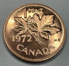 1972 Canadian Penny Proof-Like Coin Uncirculated from RCM Set. Beautiful Coin!!