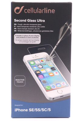 Cellularline Display Schutz Glas für Apple iPhone SE 5S 5C 5 Bildschirm 482