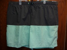 NEW MEN'S GEORGE GREEN  GREY SWIM TRUNKS w/ ELASTIC WAIST  DRAW STRING