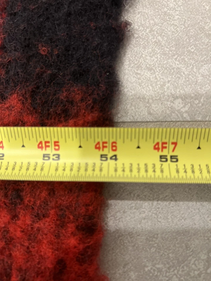 "Manta italiana MT I1 roja y negra a cuadros picnic mezcla de lana Italia 54""x66""" Foto 3 de 4