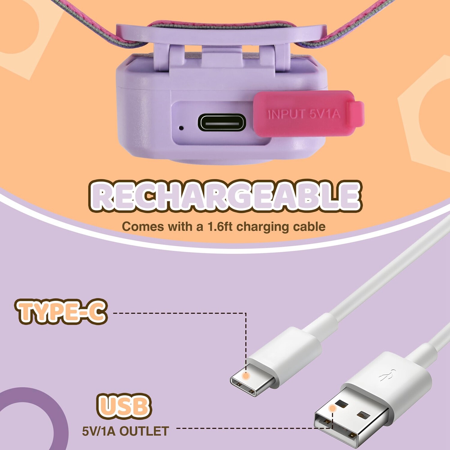 EverBrite LED Rechargeable Headlamp for Kids Headlamp w/RGB Mode 3 Lighting Mode