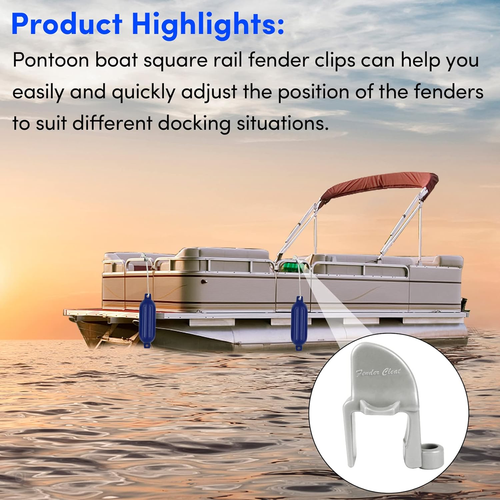 Boat Fender Clips Adjustable Pontoon Boat Square Rail Fender Hanger/Cleat/Hanger - Picture 7 of 12