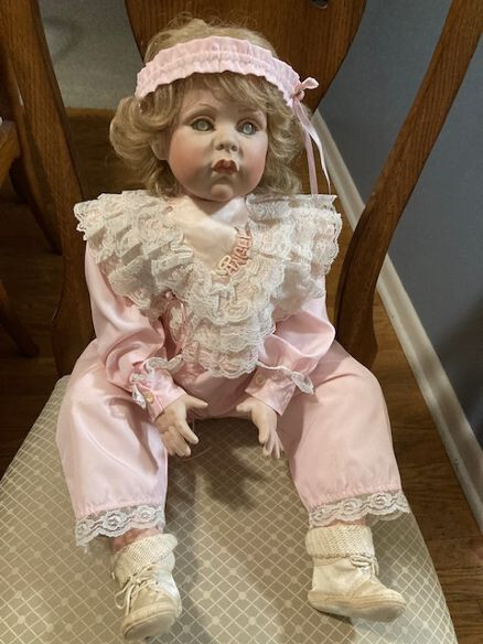 Life Size Toddler, Ceramic Bisque & Fabric, 25"- UNIQUELY SCARY EYES!