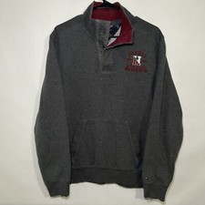 Tommy Hilfiger Athletics Rugby Team Sweater Mens Size Medium Gray Henley Mock