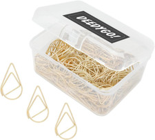 120 Pieces Gold Paper Clips Teardrop Medium Stainless Steel Drop-Shaped Paper Cl