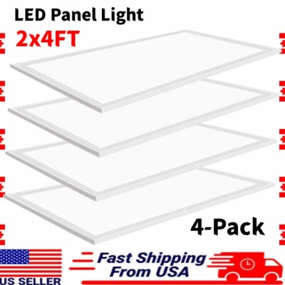 2x4Ft LED Panel Troffer Edge-Lit Flat (4 Pack) 75 Watt,7800LM Drop Ceiling Light