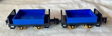 2 Vintage Lehman Gnomy Friction Motor Blue Hopper Train Car Western Germany
