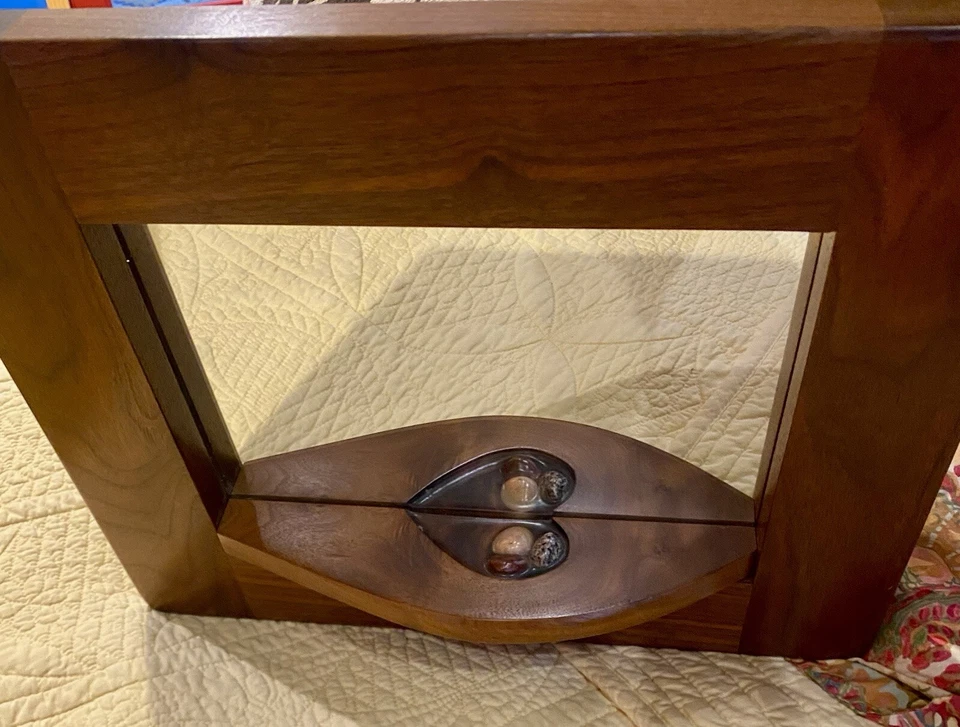 TIM BUDNICKI Handcrafted WISCONSIN  Wood /Stone MIRROR W/SHELF SIGNED - Image 2 of 4