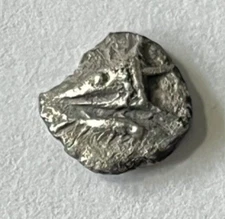 Ancient Greek Silver Coin Mysia Kyzikos 400 BC. AR Obol Head and Tunny Fish