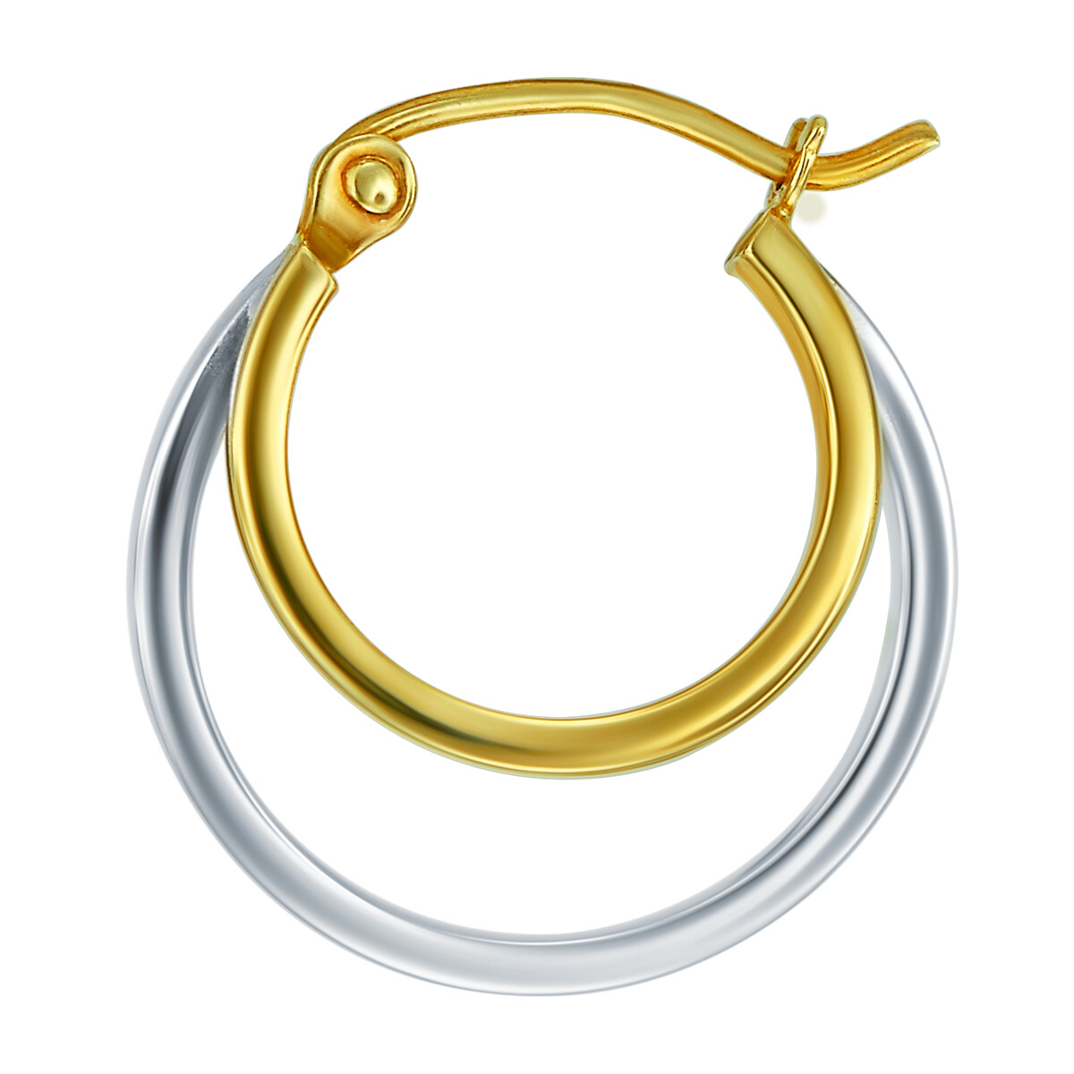 Wellingsale 14k Two Tone Gold 4mm Double Hoop Earrings (16 x 16 mm)