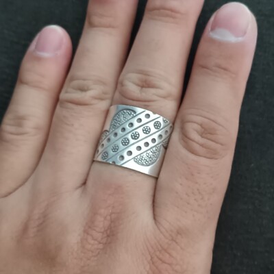 FINE SILVER RINGS 925 ADJUSTABLE FREE SIZE VINTAGE CRAFT 7 g  display picture 2