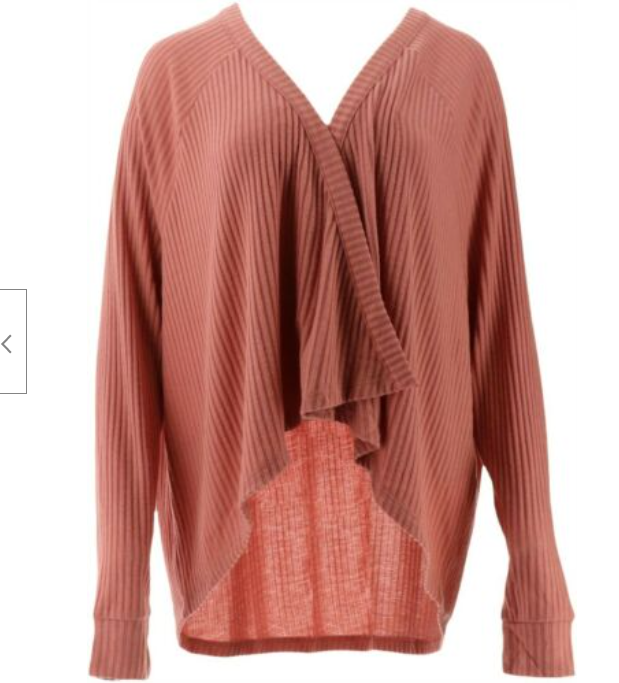 AnyBody Brushed Rib Hacci Cocoon Cardigan Dark Blush