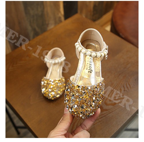 Mädchen Kinder Hochzeit Party Kleid Prinzessin Schuhe Kinder Pailletten Garten Sandalen USA - Bild 10 von 10