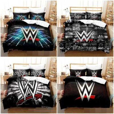 WWE Wrestling Quilt Duvet Cover Pillowcase Single Double King Bedding Set Gift