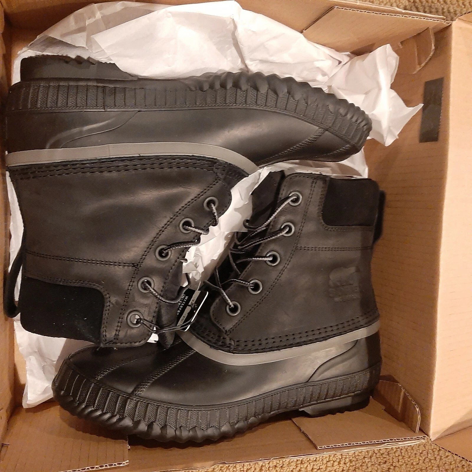 Sorel Cheyanne II Mens 10 Black Waterproof Insulated Winter Snow Duck Boot